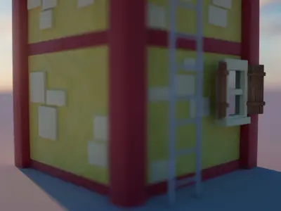 Cute Apartment building - Cartoon style Low-poly 3D model