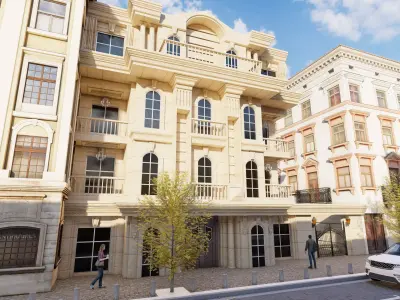 Classic stone facade-Building Classic Facade Element 3D model 9