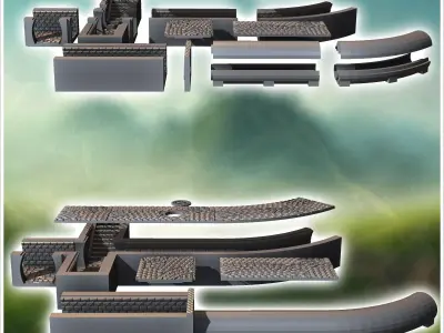Sewer pipe set with outdoor pavement 1 - Medieval Gothic Feudal  3D print model