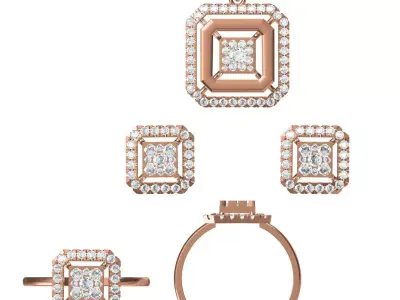 Light wt Ring Earrings Pendant set stl jcd 1-render details 3D print model 39