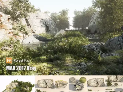 Rocky forest scene A 3D model