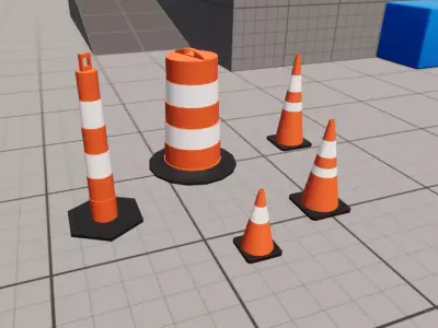 Low Poly Traffic Cones Low-poly 3D model