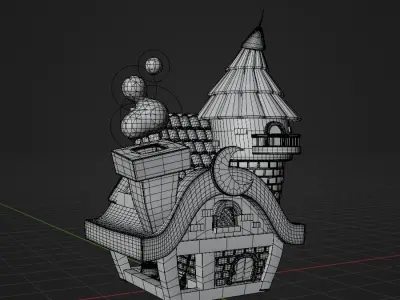 Cartoon Cute Witch or Wizard House Tower 3D model
