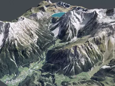 Mountain landscape Alps Switzerland 3D model