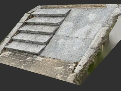 Steps with leaves in the park 3d scan 3D model
