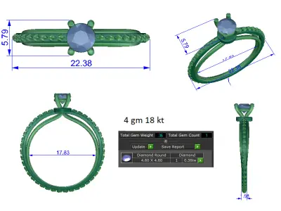 Women Ring  Render 3dm STL OBJ FBX Details 3D print model 224