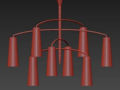 Barovier modern chandelier with five glass shades 3D model