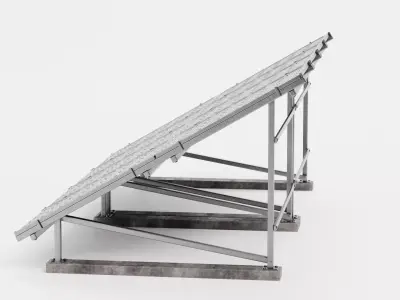 Solar Panel Set V3 - Double Monocrystalline Photovoltaic Array 3D model