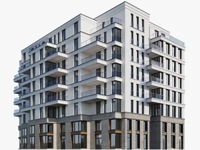 Modern residential building 20 3D model