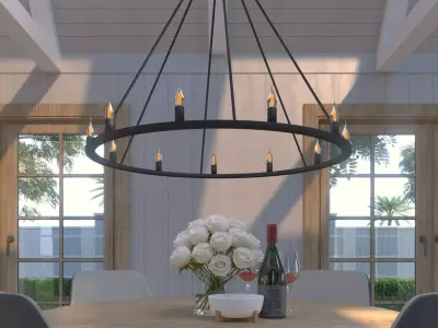 Chandelier with six candle holders 3D model