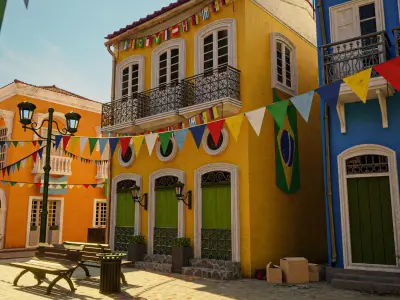 SOUTH AMERICAN BUILDING 001 Low-poly 3D model