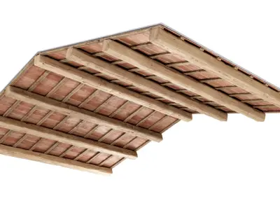 Gable wooden ceiling  3D model