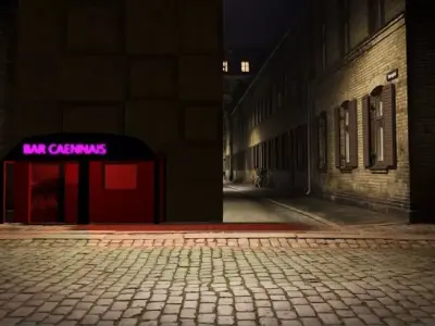 Cafe Pub Scene Pre ready in frenhc street Free 3D model