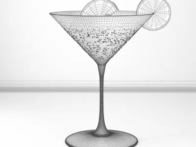Cocktail 2 martini with lime wedges 3D model
