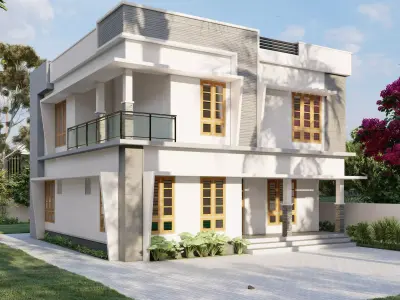 simple double story house 3D model