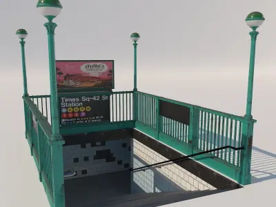 Subway Entrance NYC Low-poly 3D model