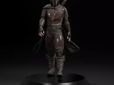 The Mandalorian star wars statue 3D model