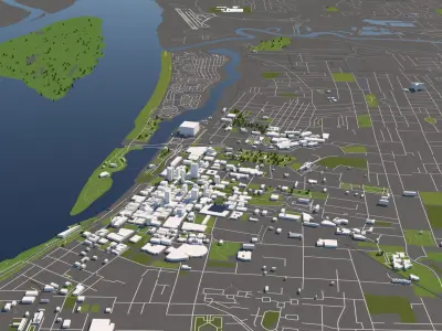 Memphis 50x50km City Map Model 3D model
