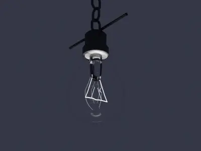 Ceiling lamp with bulb and chains 3D model
