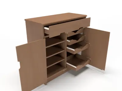 commode 2 wooden cabinet with doors and drawers 3D model