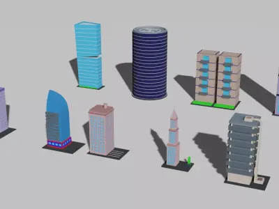 Game ready low poly city Low-poly 3D model