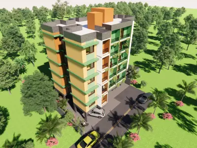 Contemporary Apartment Building - Urban Residential 3D model