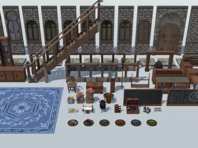 Dungeon Set Wizard Laboratory Low-poly 3D model