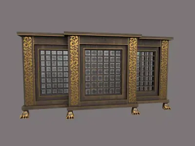 Cabinet ornate with glass doors 3D model