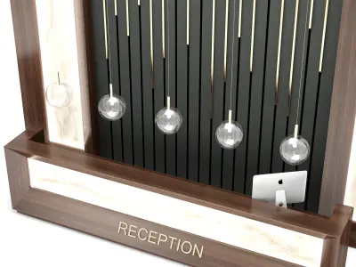 Reception 8 desk with lights and marble 3D model