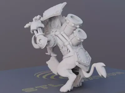 CyberTusker SciFi Boar Warrior 3D print model