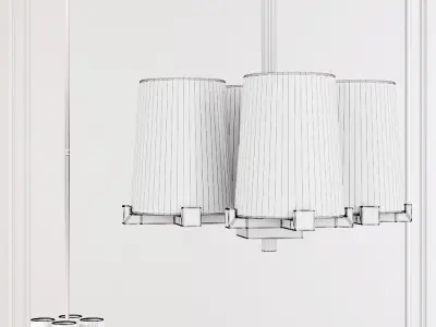 RH PAUILLAC PENDANT Fabric shade and Nickel 3D model