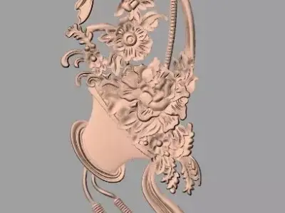 European style flower 3D relief STL Model for cnc engraving E095 3D model