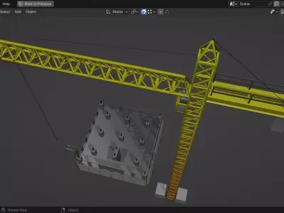 Low poly Construction Site with Crane Low-poly 3D model