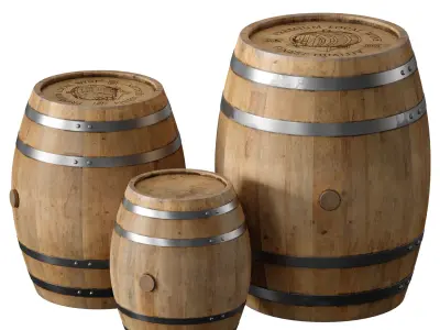 Wooden barrels 3D model