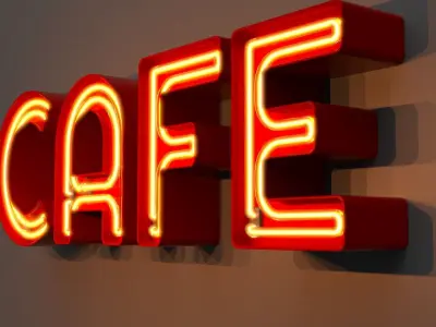 Cafe - Neon Sign 3D model