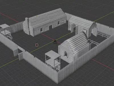 Frontier Fort Free low-poly 3D model