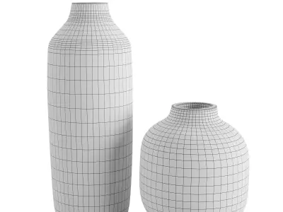 Two ceramic vases in cream and gray colors 3D model