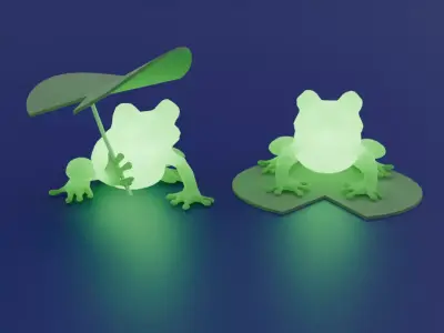 Indirect lighting of kawaii frogs 3D model