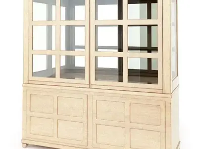 Wooden Cabinet With Glass Windows 3D model