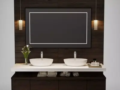 WASHTAFEL TROPICAL WITH DOUBLE TUB 3D model