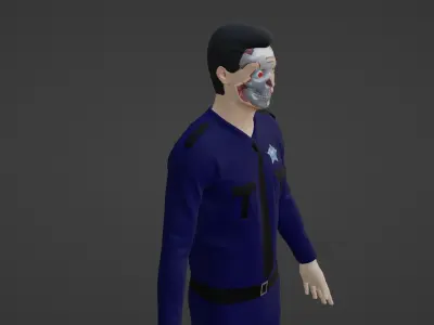 Cyber Police - Robot Man Low-poly 3D model