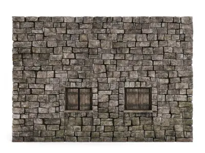 Forge Stone Wall with Windows 3D model