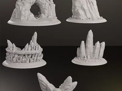   Volcanic Terrain Set 3D STL - Pre-supported 3D print model