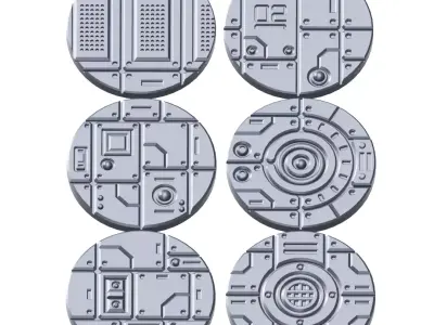 Cyberpunk Facility Floor Base Toppers 32mm Round Bases 3D print model