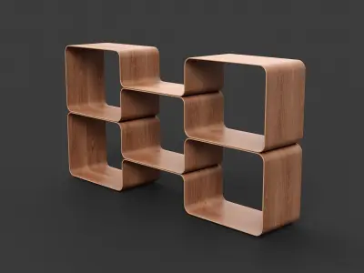 Bookshelf modern Low-poly 3D model