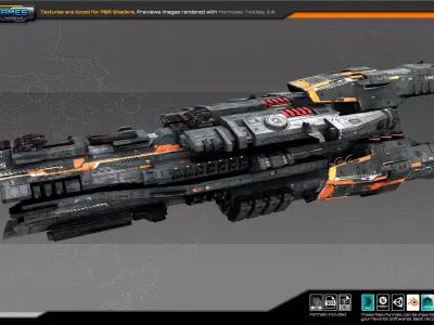 Federation Destroyer K3 Low-poly 3D model