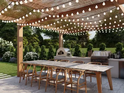 3D Exterior Scene 3D model design garden and landscape 3D  3D model purchase