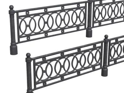Park fence 01 Low-poly 3D model