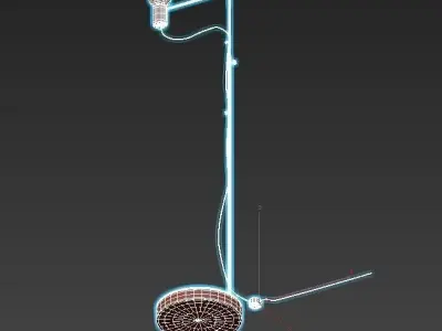 GRAFIT floor lamp with wooden base and light bulb 3D model
