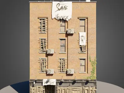 Abandoned building modular kit Low-poly 3D model